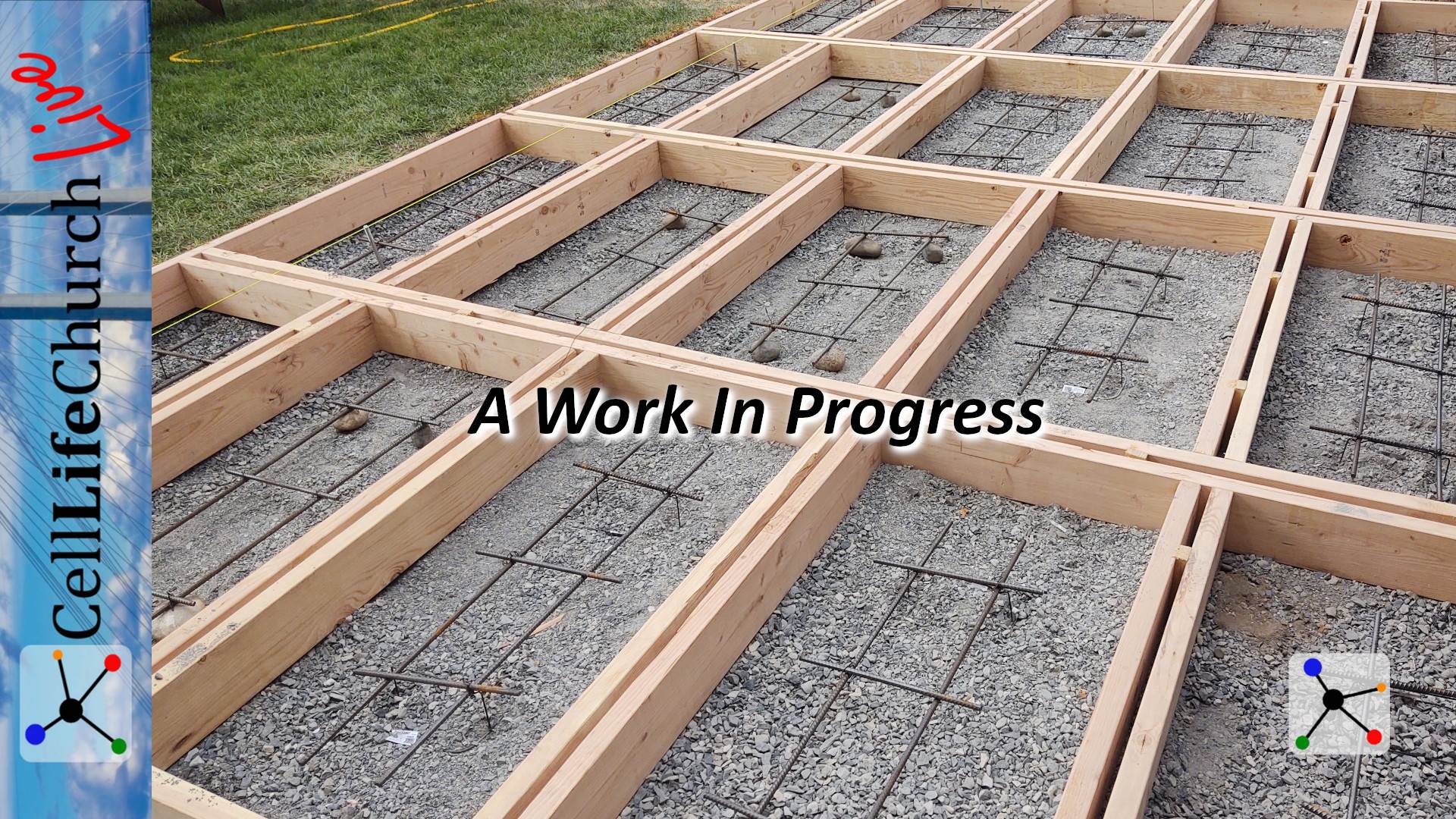 Concrete forms with steel reinforcement bars in a work in progress